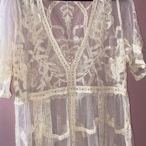 Lace maxi coverall dress